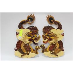 PAIR OF WALL ART - DRAGON