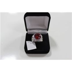STAMPED .925 LAB RUBY RING ON CHOICE: SIZE 7