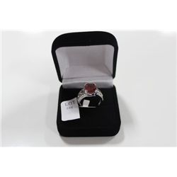 STAMPED .925 LAB RUBY RING ON CHOICE: SIZE 8