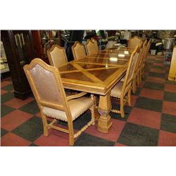 DREXEL DINING ROOM TABLE W 10 CHAIRS AND 3 LEAVES