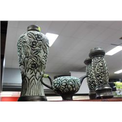 #12  4 PC SHOWHOME VASE/CANDLE HOLDER AND TEAPOT