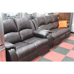 NEW BROWN LEATHER LOOK  RECLINING SOFA AND LOVE