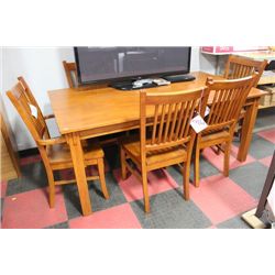 NEW WOOD TABLE W 4 SIDECHAIRS AND 2 ARMCHAIRS
