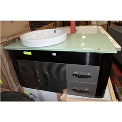 NEW BJS 1016 GLASSTOP FLOATING VANITY W