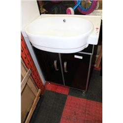 NEW BLACK AND SILVER BATHROOM VANITY W SINK