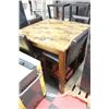 Image 1 : FAUX MARBLE PUB-STYLE TABLE W/ 4 LEATHER CHAIRS