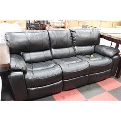 NEW BLACK LEATHER ELECTRIC RECLINING SOFA