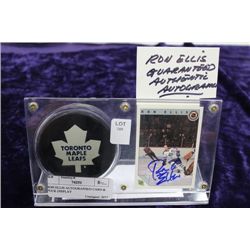 RON ELLIS AUTOGRAPHED CARD & PUCK DISPLAY