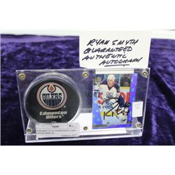RYAN SMYTH AUTOGRAPHED CARD & PUCK DISPLAY