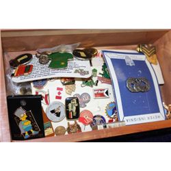 WOOD BOX W/ COLLECTOR PINS