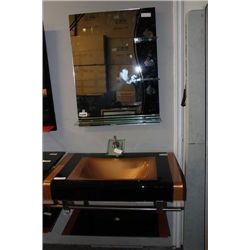 M6408 GLASS FLOATING VANITY SINK W MIRROR