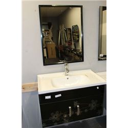 #6480 FLORAL FLOATING BATHROOM VANITY W SINK