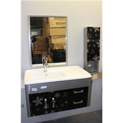 #6461 FLORAL  FLOATING BATHROOM VANITY  W