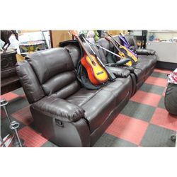 NEW BROWN LEATHER RECLINING SOFA W LOVE SEAT
