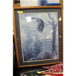 FRAMED BALD EAGLE PRINT 29" X 36"