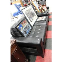 NEW BLACK LEATHER DESIGNER SOFA AND LOVE SEAT
