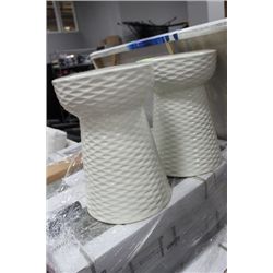 #8 PAIR OF BEIGE CERAMIC PLANT STANDS