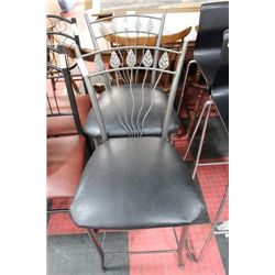 PAIR OF METAL BLACK LEATHERETTE BAR STOOLS