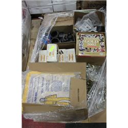 PALLET OF COMMERCIAL HOOKS/HOSES/BOLTS ETC