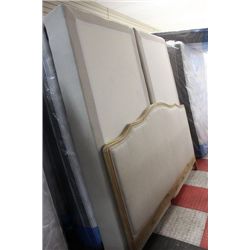 #2 KING SIZE PADDED HEADBOARD W PR OF BOXSPRINGS