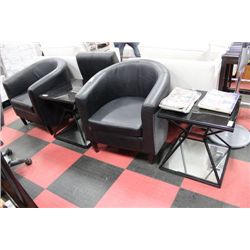 #3 PAIR OF BLACK GLASSTOP SIDETABLES W 2