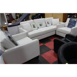 #7 WHITE FABRIC SHOWHOME 2 CHAIRS W SOFA