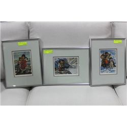 INUIT SIGNED PRINTS NORI PETER X3