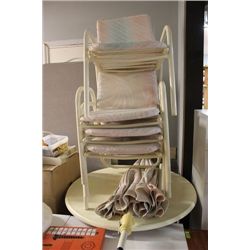 PATIO TABLE W/ UMBRELLA, FOUR CHAIRS & RECLINER