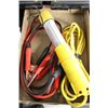 Image 1 : BOX OF BOOSTER CABLES AND TROUBLE LIGHT