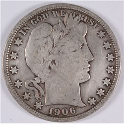 1906 BARBER HALF DOLLAR, VF