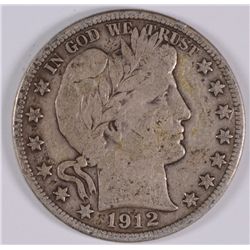 1912-D BARBER HALF DOLLAR, VF