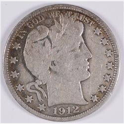 1912 BARBER HALF DOLLAR, VF