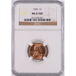 1940 LINCOLN  CENT, NGC MS-67 RED  RARE!!
