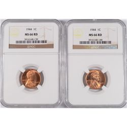 ( 2 ) 1944 LINCOLN CENTS NGC MS-66 RED GEMS!
