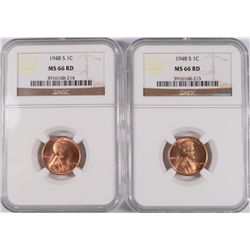 ( 2 ) 1948-S LINCOLN CENTS NGC MS-66 RED GEMS!