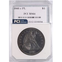1846-O SEATED DOLLAR PCI MS64 NICE COLOR, RARE COIN