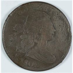 1802 DRAPED BUST LARGE CENT VF RIM DAMAGE ON REVERSE