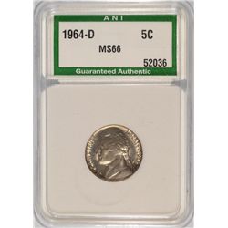 1964-D JEFFERSON NICKEL ANI MS-66