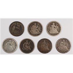 (7) SEATED HALF DIMES (38, 39, 40, 50, 53, 54, 54-O)