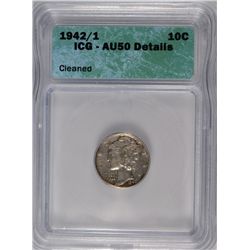 1942/1 MERCURY DIME ICG AU-50 DETAILS