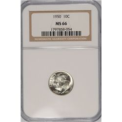 1950 ROOSEVELT DIME NGC MS-66