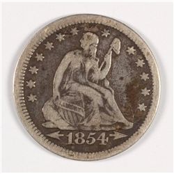 1854 SEATED QUARTER F/VF