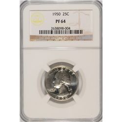 1950 PROOF WASHINGTON QUARTER NGC PF-64