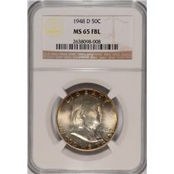 1948-D FRANKLIN HALF DOLLAR NGC MS-65 FBL