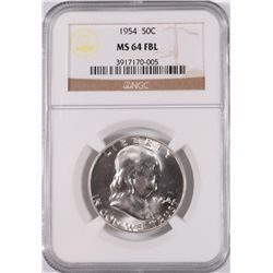 1954 FRANKLIN HALF DOLLAR, NGC MS-64 FBL