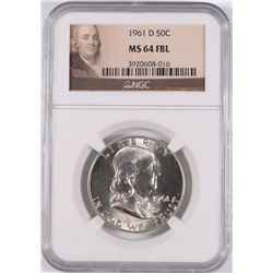 1961-D FRANKLIN HALF DOLLAR, NGC MS-64 FBL