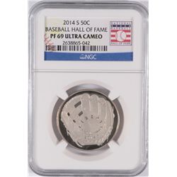 2014 U.S. MINT BASEBALL HALL OF FAME COMMEM. HALF DOLLAR, NGC PF-69 ULTRA CAMEO