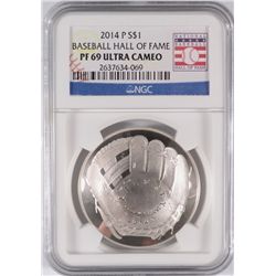 2014 BASEBALL HALL OF FAME SILVER DOLLAR, NGC PROOF-69 ULTRA CAMEO  BEAUTIFUL!