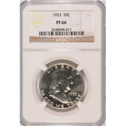 1953 PROOF FRANKLIN HALF DOLLAR NGC PF-66