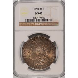 1898 MORGAN DOLLAR NGC MS-63 (NICE TONING)